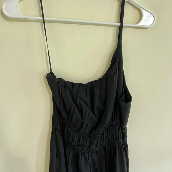 Abercrombie Black One Shoulder Midi Dress Sz L - Picture 6 of 9
